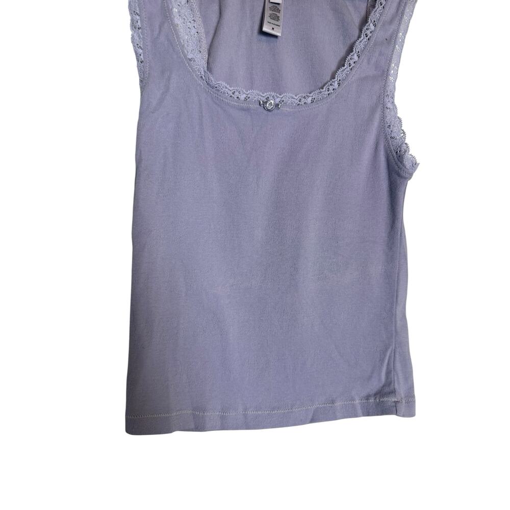 Skims Lavender Purple Lace Pointelle Cotton Scoop Neck Lounge Tank Top Size M - Picture 4 of 6